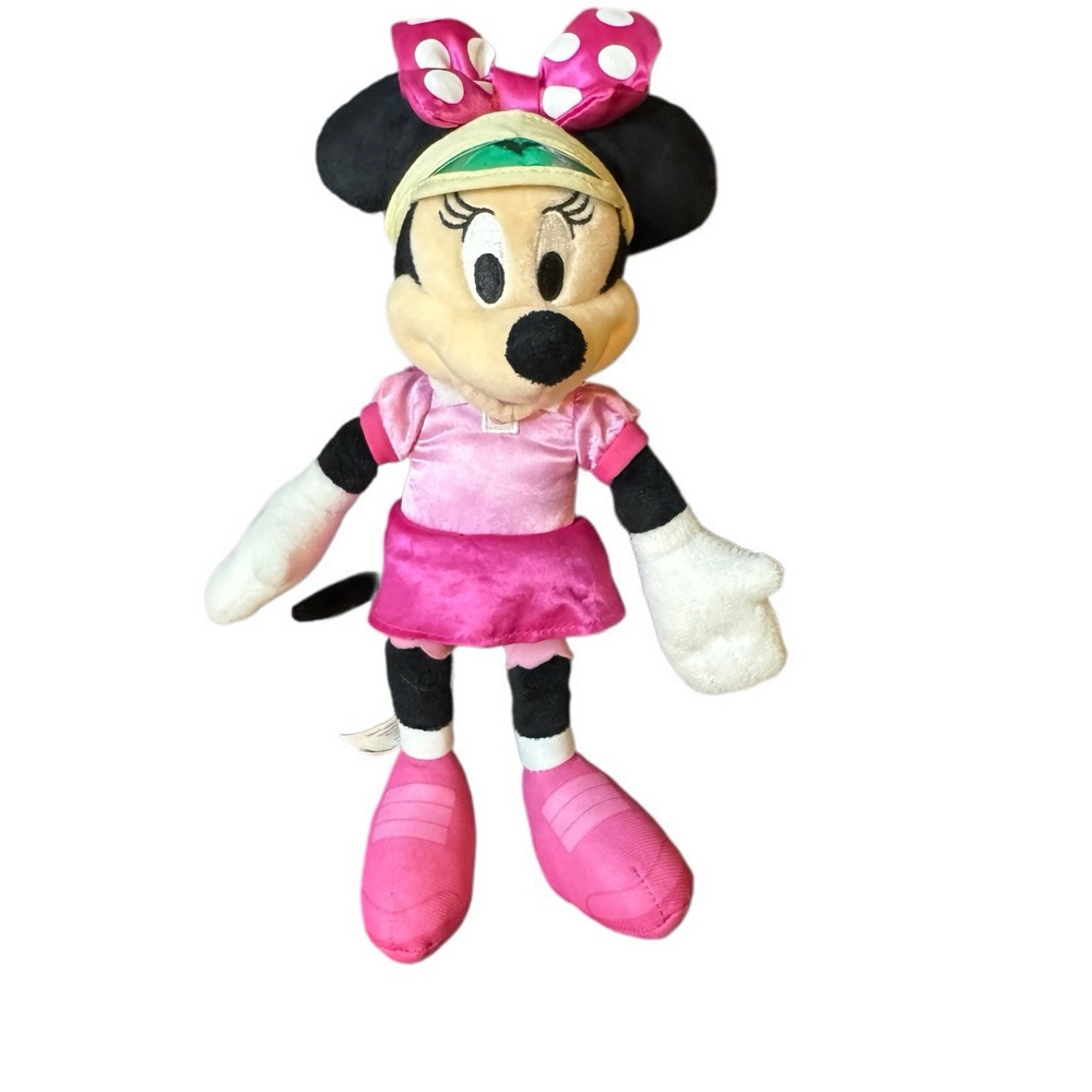 Disney‎ Minnie Mouse Tennis - 11"  Plush Doll in Pink Dress & Green Visor